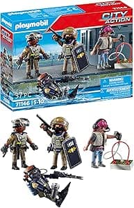 Playmobil 71146 Special Forces Team with Bandit - City Action -with Three Special Forces Members and One Criminal, Shield, Intervention Helmets, Pistols - From 5 Years