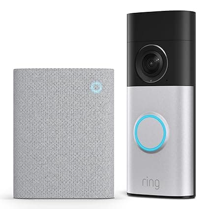 Ring Ring Sonnette vidéo Plus filaire, nouvelle génération (Wired Video Doorbell Plus) + Chime (3e gén.) | Sonnette dotée d'une caméra | Retinal 2K | Essai gratuit de 30 jours à l'abonnement Ring Home