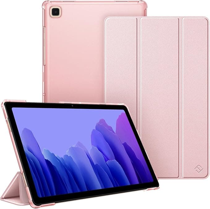 Samsung FINTIE Case for Samsung Galaxy Tab A7 10.4 Inch 2020/2022, Transparent Protective Case Cover Slim and Lightweight Auto Sleep/Wake Function, Rose Gold