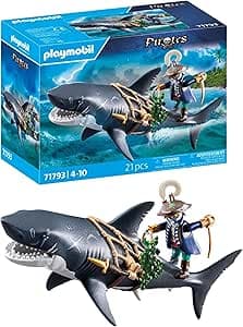 Playmobil | Pirates | Danger with the Giant Shark | Pirate Toy | Pirate Figures | Toy for Children from 4 Years | 71793