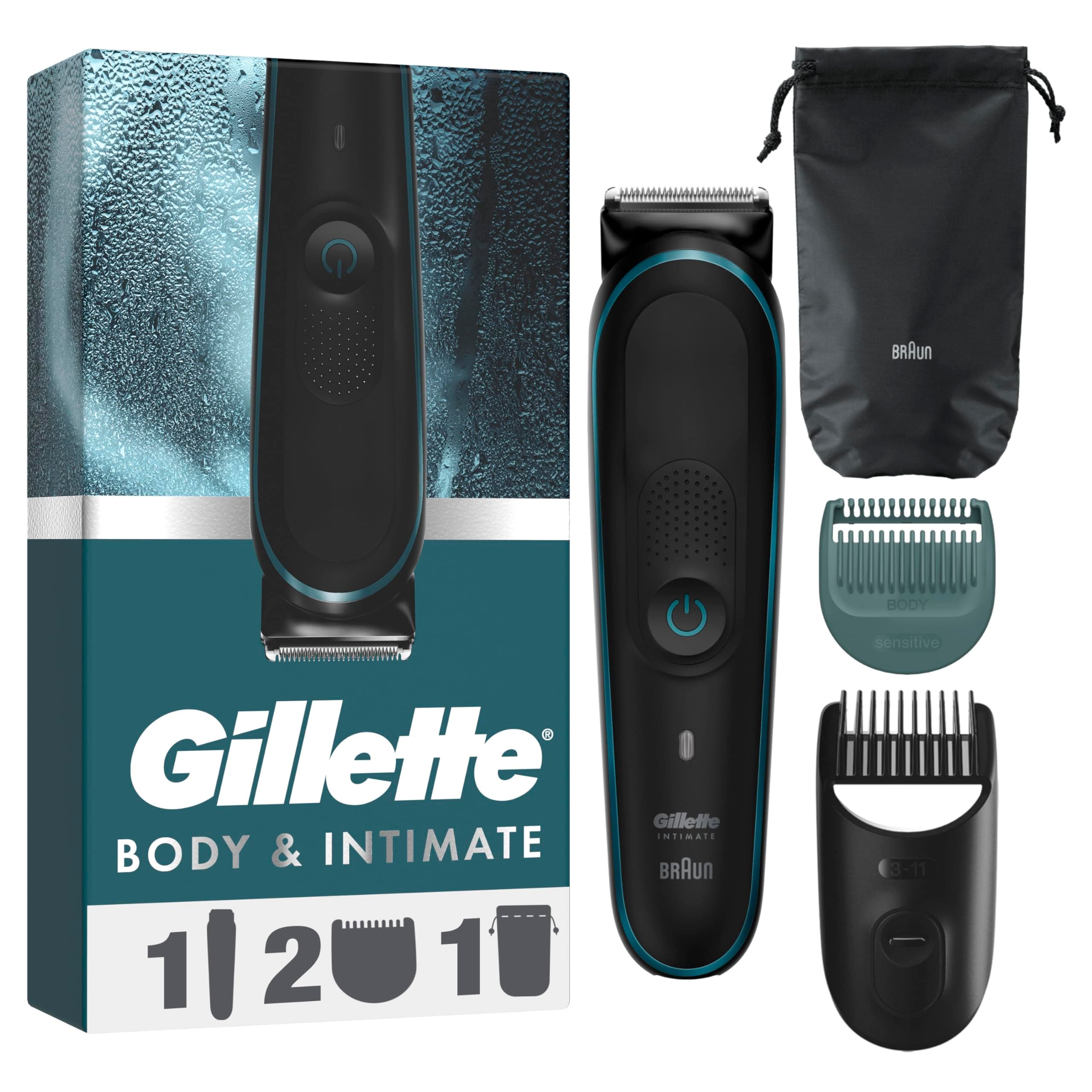 Gillette Initmate I5 Men's Electric Trimmer for Shaving Intimate Areas and Pubic Hair Soft with Sensitive Skin, Waterproof, Wireless, Wear-resistant Blades No Need for Replacement