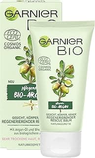 Garnier Bio Huile d'Argan Crème avec beurre de karité, Cosmétique Naturelle, Baume Argan Rescue pour le visage, les mains et le corps 50 ml