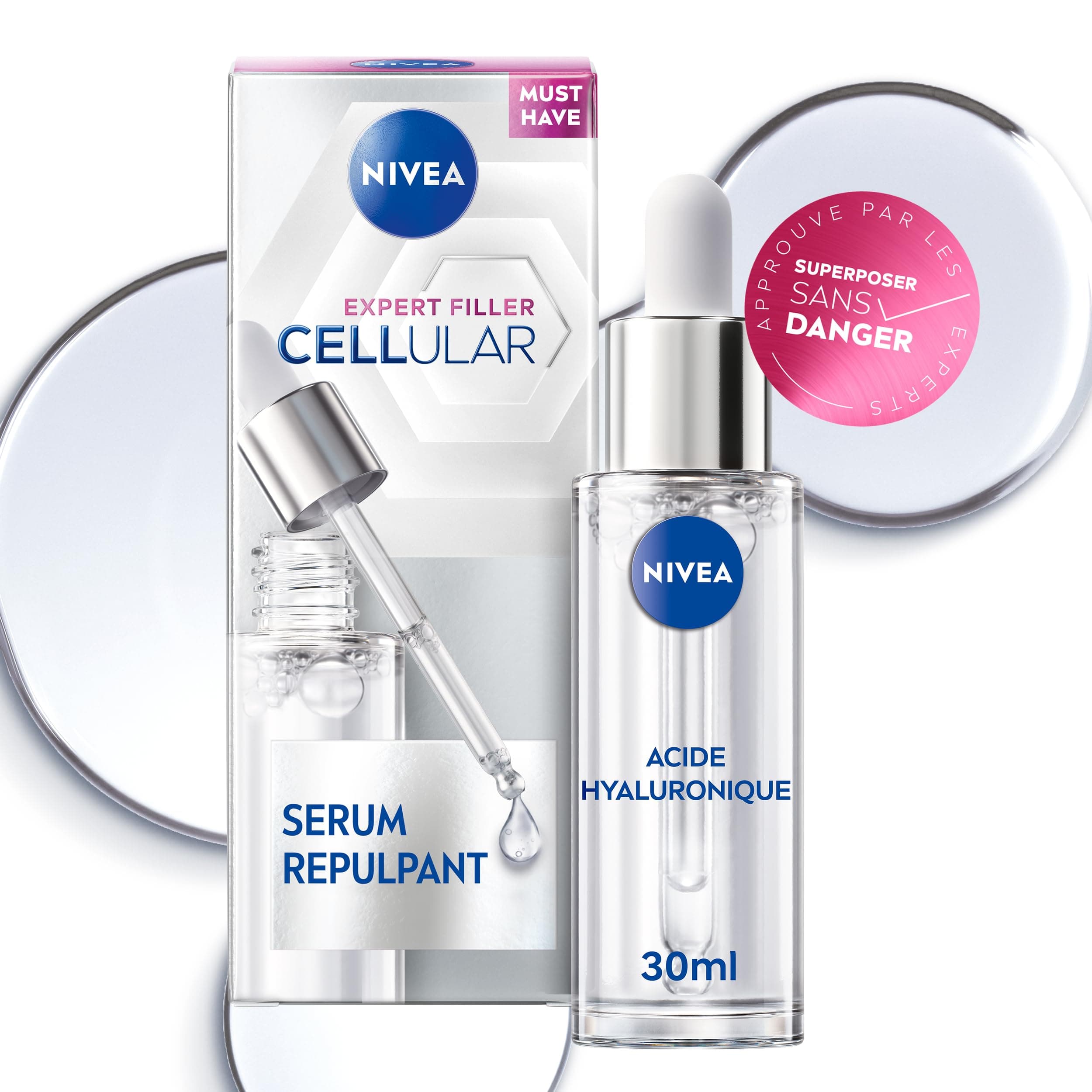NIVEA CELLULAR Expert Filler Hyaluronic Acid Plumping Serum (1 x 30 ml), Anti-Wrinkle and Anti-Aging Face Serum, Moisturizing Face Care for Hydrated & Plumped Skin, All Skin Types - Image 1