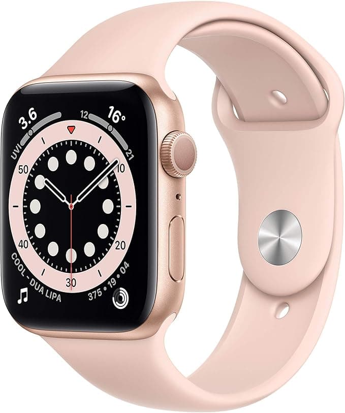 Apple Watch Series 6 (GPS, 44MM) Gold Aluminium Case with Pink Sand Sport Strap (Refurbished)
