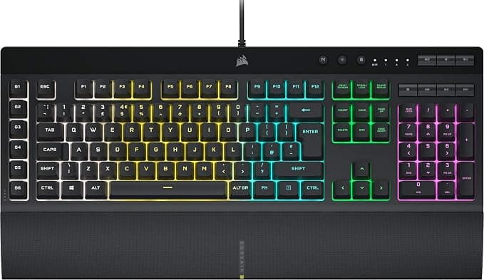 Corsair K55 RGB Pro Wired Gaming Keyboard Membrane - IP42 Anti-Dust and Overflow - 6 Macro Keys with Elgato Integration - iCUE Compatible - QWERTY UK - PC, Mac, Xbox - Black - Image 1