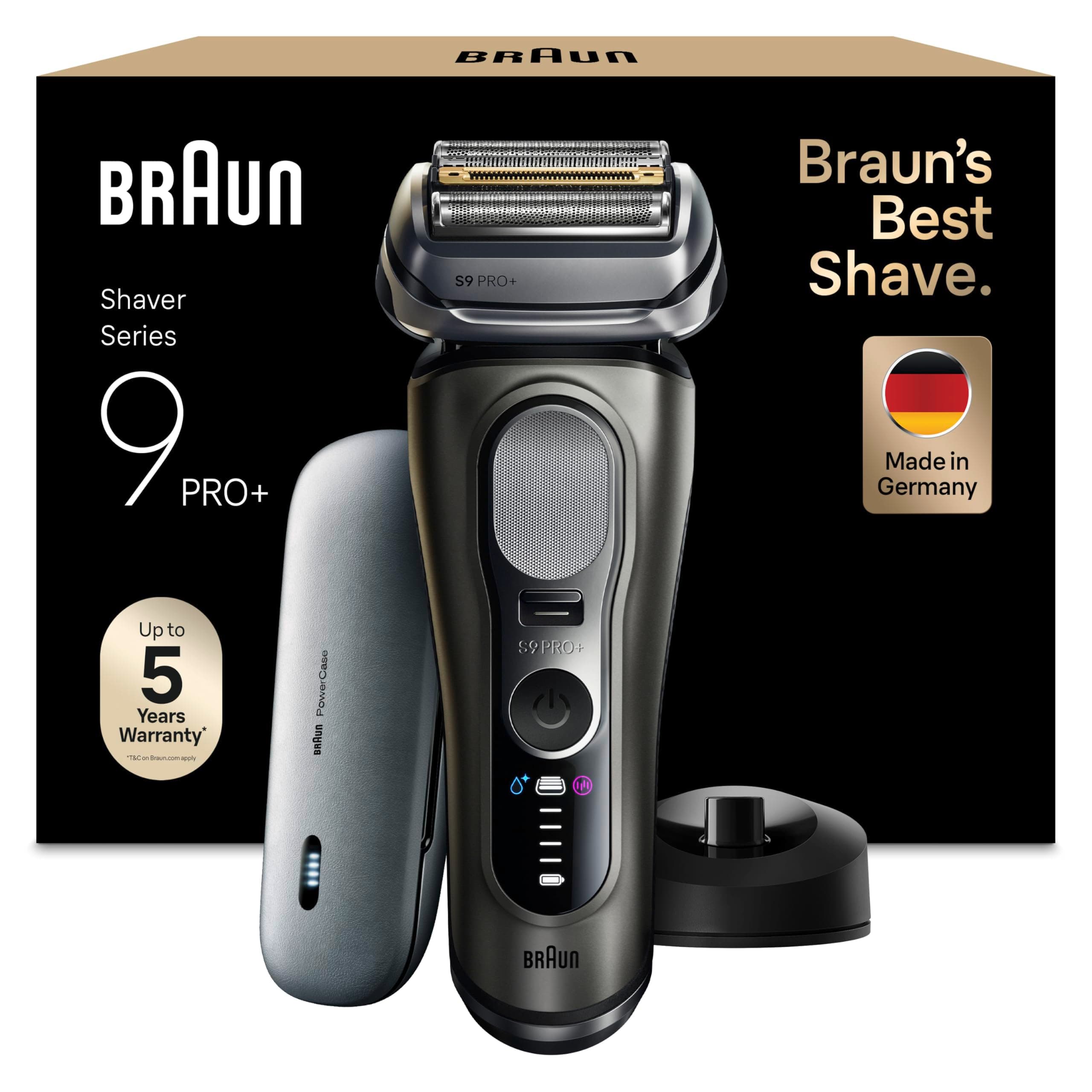 Braun Men's Electric Razor Series 9+ PRO 9625S Graphite, Waterproof, Ultra-Fine Precision Blades and Pro Trimmer for Shaving Well Shaving, Shaving Box with Cleaning Station and Case - Image 1