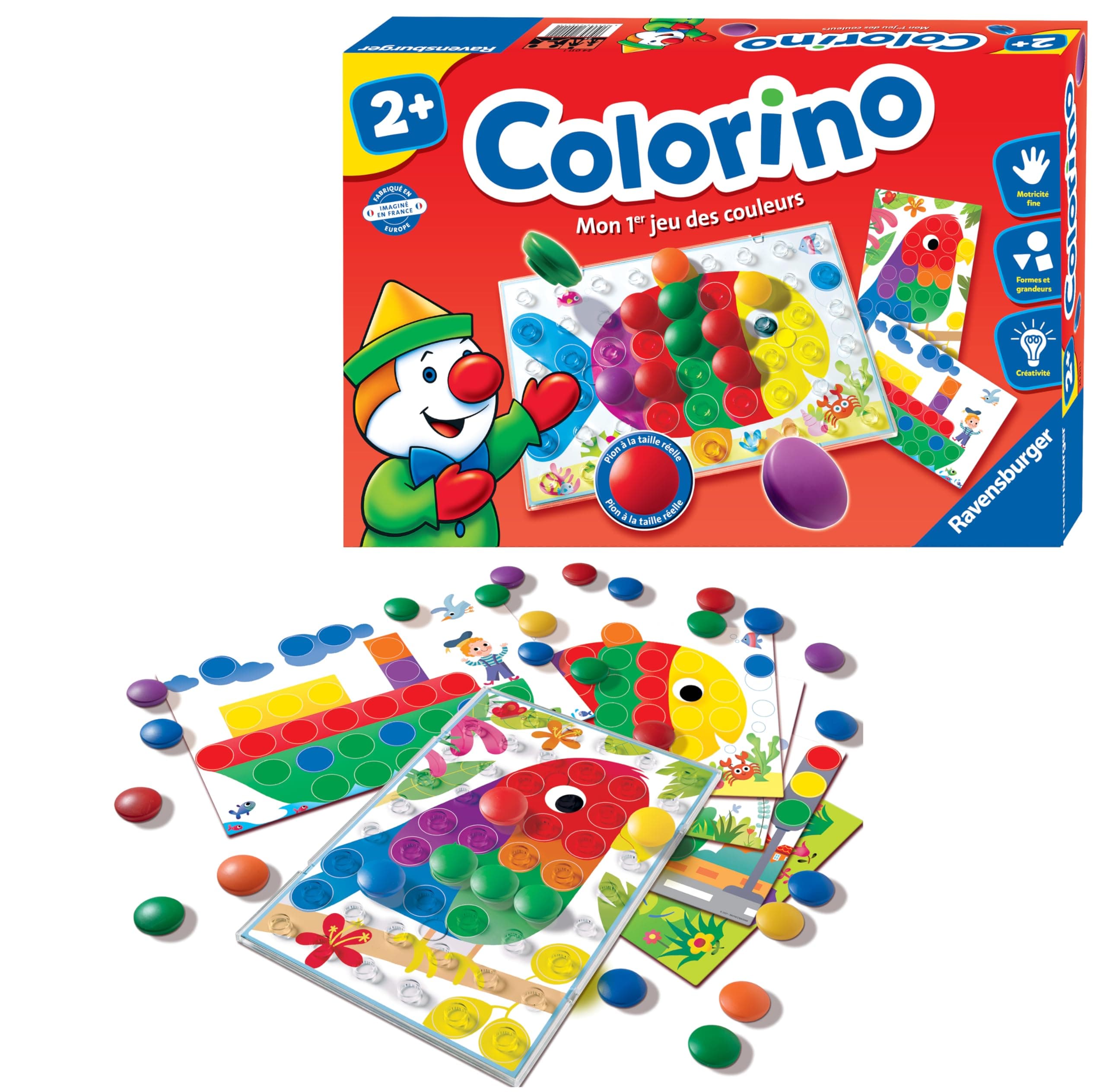 Ravensburger Ravensburger - Colorino - 24011 - Game to Learn Colours - Development of Fine Motor Skills - Educational Game - Children's Mosaic - French Version - 24011