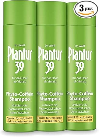 Plantur 39 Caffeine Shampoo for Women 250ml Caffeine Shampoo 3 Pack Special for Colored Damaged Hair Caffeine Against Hair Loss for Women Strengthens Growth