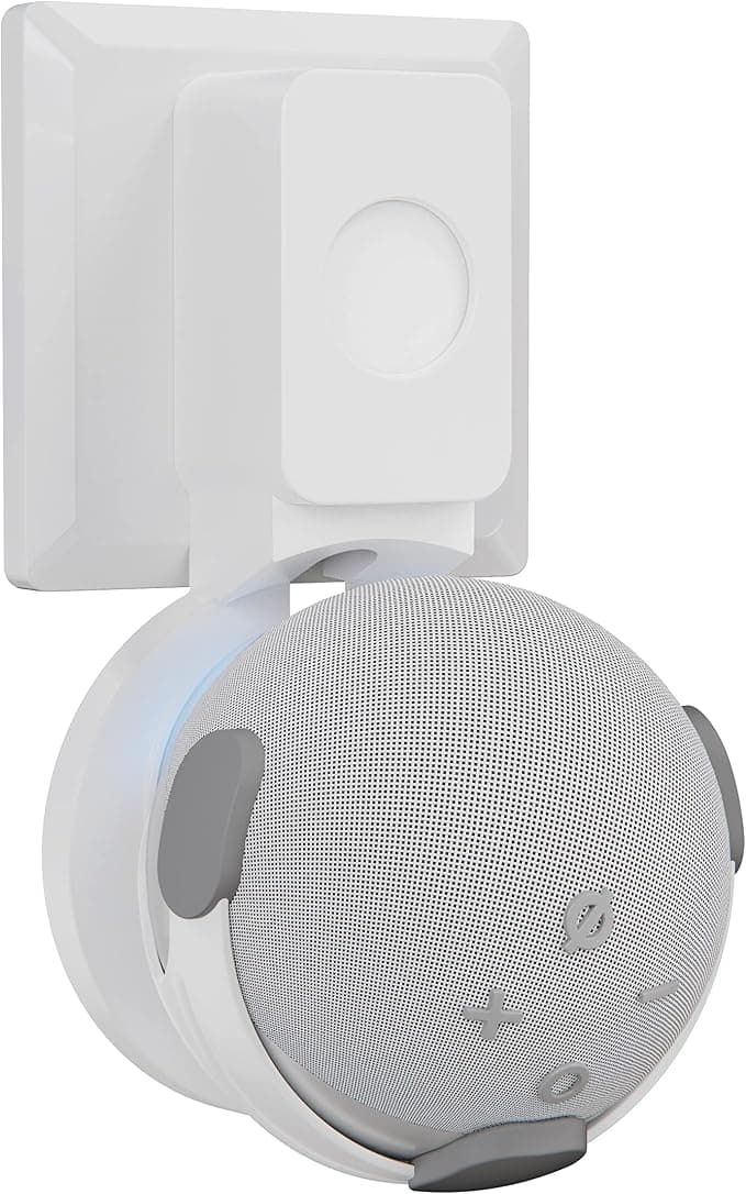 for Amazon Echo Dot 4 / Echo Dot 5 Wall Mount Stand Accessories with Integrated Cable Management, No Screws Required, Speaker Accessories Rack (Amazon Echo Dot 4/5, White) M6 - Image 1