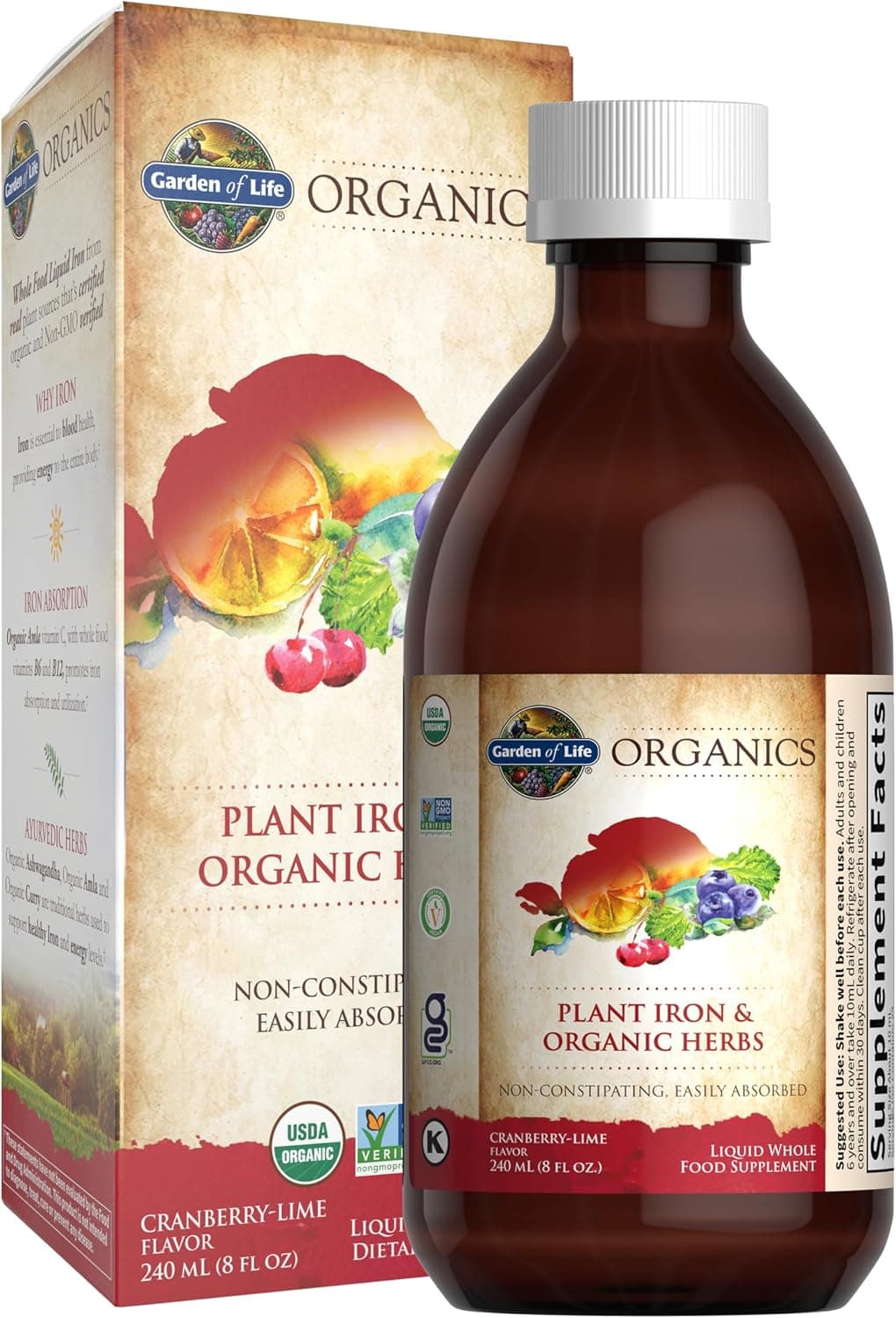 Mykind Organics, Flore Iron Organic Herbs, Cranberry-Lime - Garden of Life