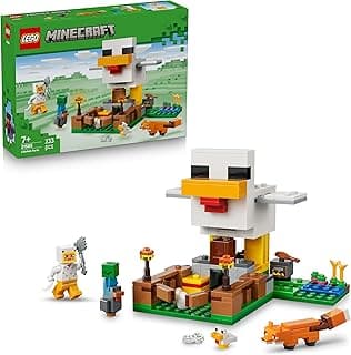 LEGO Minecraft La Ferme à Poulet - Jouet de Construction avec Minifigurine de Fan de Poule, Figurines Mobs de Bébé Zombie & Renard - Cadeau Gaming pour Fille ou Garçon dès 7 Ans 21585