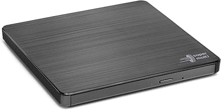 LG Hitachi-LG GP60 External DVD Drive, Slim Portable DVD Burner/Writer/Player for Laptop, Windows and Mac OS Compatible, USB 2.0, 8x Read/Write Speed - Black