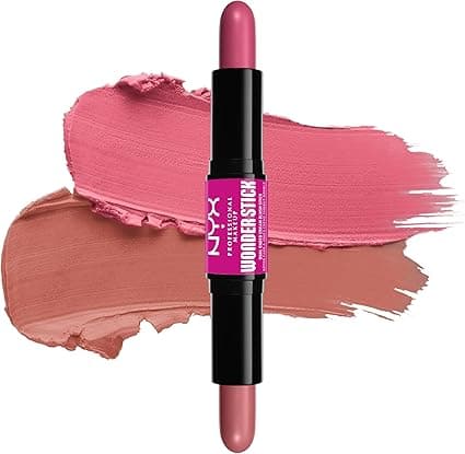 NYX NYX Professional Makeup Moisturizing Hyaluronic Acid, Creamy Blush, Modular Texture, Vegan Formula, Wonder Stick, Shade: Light Peach + Baby Pink (01)