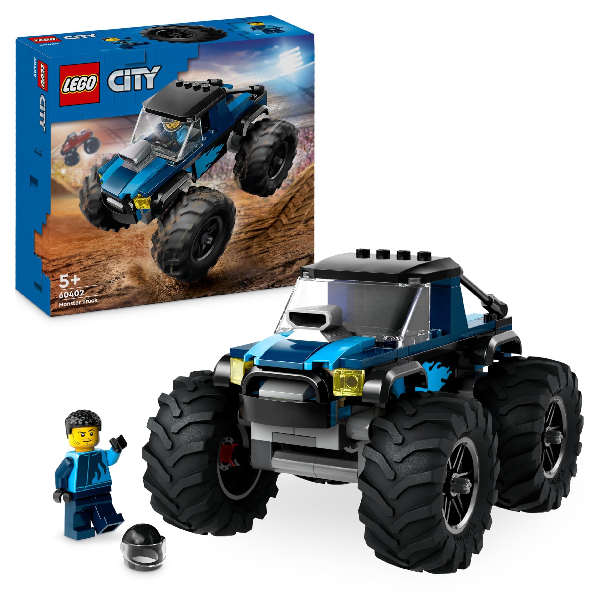 LEGO City Le Monster Truck Bleu, Jouet Camion Tout-Terrain et Minifigurine de Conducteur, Ensemble de Jeu Enfant Imaginatif, Cadeau Divertissant pour Garçons et Filles de 5 Ans ou Plus 60402 - Image 1