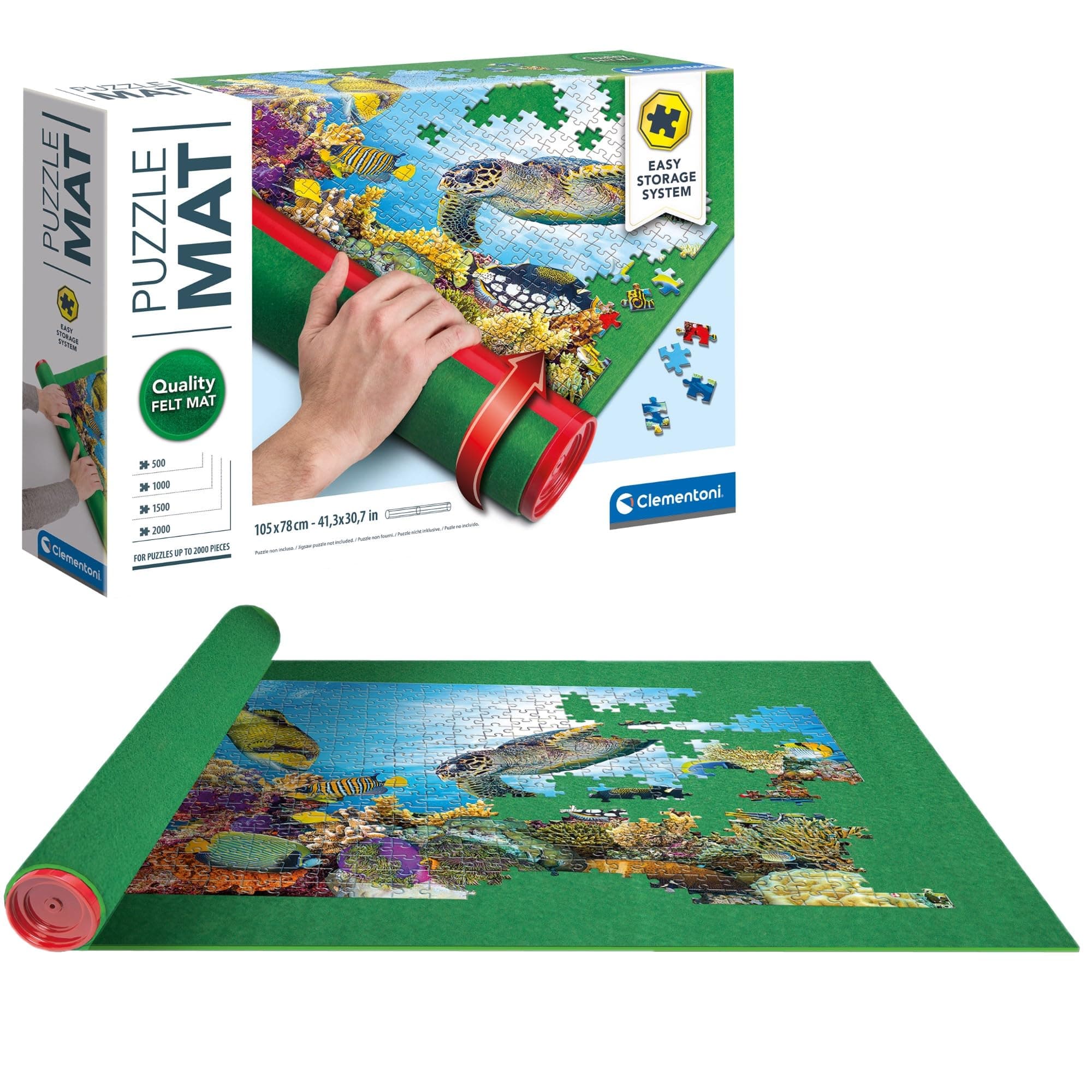 Clementoni | Felt Puzzle Mat 105 × 78 cm for 500 to 2000 Pieces | Rigid Tube Included | Winding System and Easy Storage | Non-slip Accessory for Puzzle Enthusiasts - Image 1