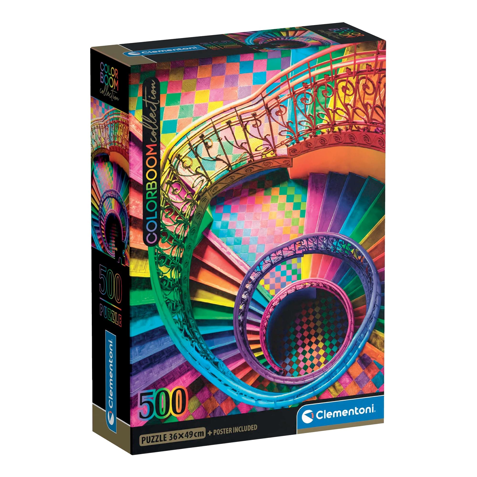 Clementoni - Puzzle for Adults 500 Pieces, HQC Colorboom Stairs Compact Box, Made in Italy, 35591 - Image 1