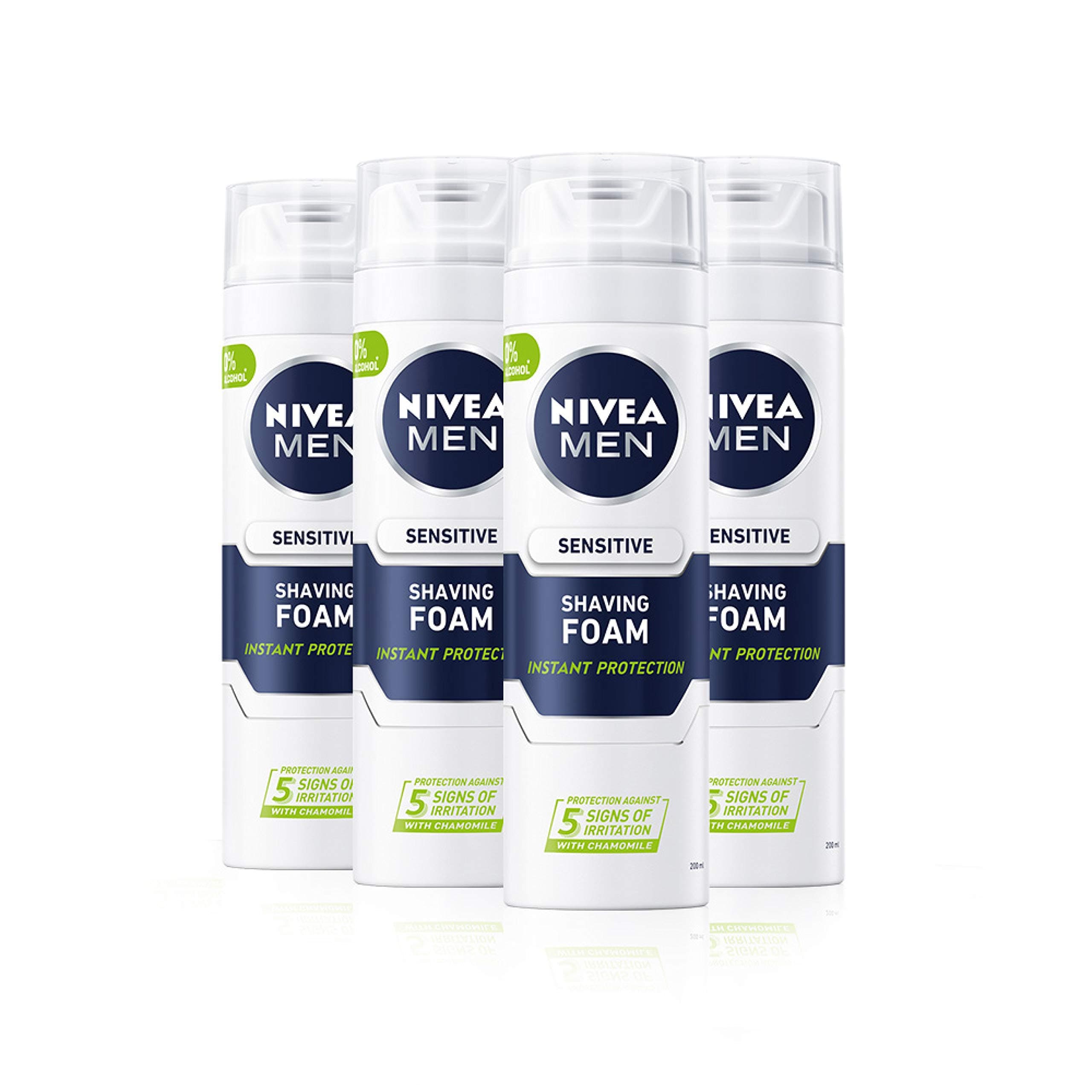 Nivea Men NIVEA Men Sensitive Shaving Foams for Sensitive Skin 200 ml (Pack of 4)