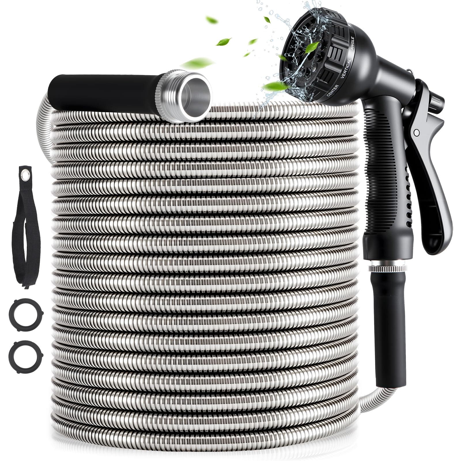 Gardena YXT&BEYOND Enrouleur Tuyau Arrosage Extensible 15 m, Flexible en acier Inoxydable Tuyau Gardena avec 10 Modèles de Pulvérisation pour Jardin, Arrosage, Nettoyage et Lavage de Voiture
