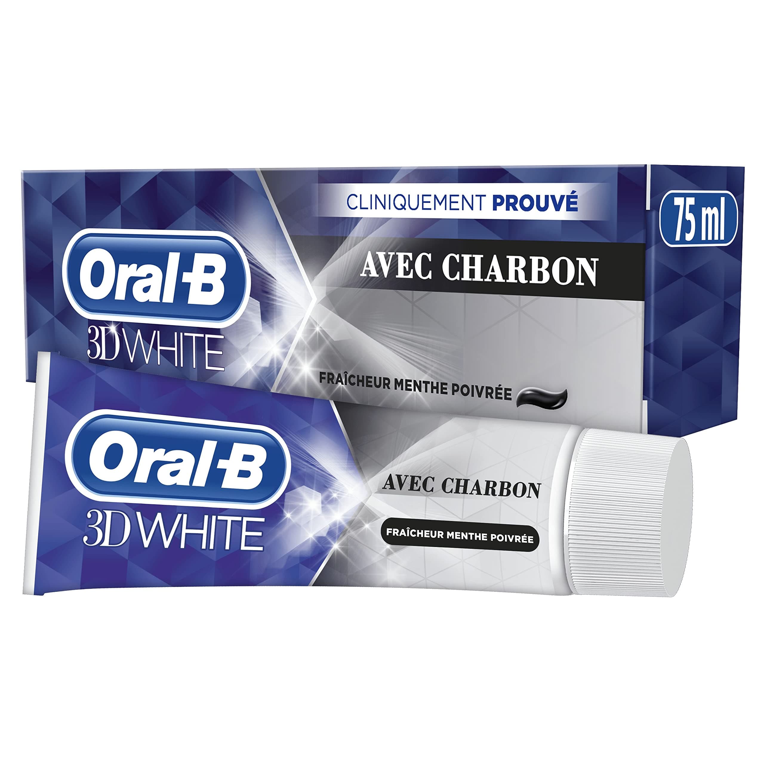 Oral-B Dentifrice Charbon 3D White Pour Effet Blancheur Dès Le Premier Brossage Des Dents, 75ml - Image 10