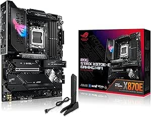 ASUS ROG Strix X870E-E Gaming WiFi - AMD Ryzen AM5 X870E ATX Gaming Motherboard (DDR5, 18+2+2 DrMOS, 5x M.2, PCIe 5.0, WiFi 7, USB4 Type-C, USB 20Gbps Type-C up to 30W, HDMI, Aura Sync RGB)