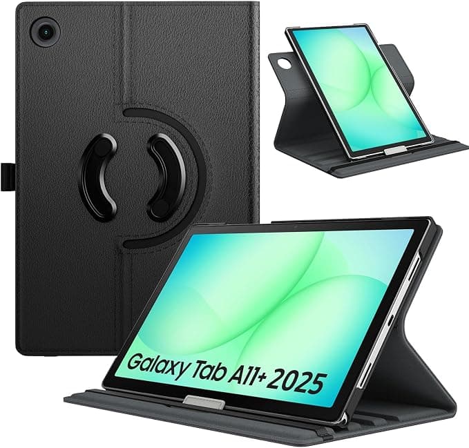 TiMOVO Rotating Case for Samsung Galaxy Tab A11+/A11 Plus 11 Inch 2025 SM-X230/‎X236/‎‎X238, 90 Degree Rotating Stand Case, Supports Auto Wake/Sleep, Black - Image 1