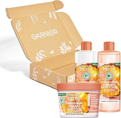 Garnier Fructis Shine Hair Care Kit for Long Dull Hair with Vitamin and Lipid Complex, Food Pineapple Shampoo (400ml), Conditioner (400ml), Conditioner - Image 1