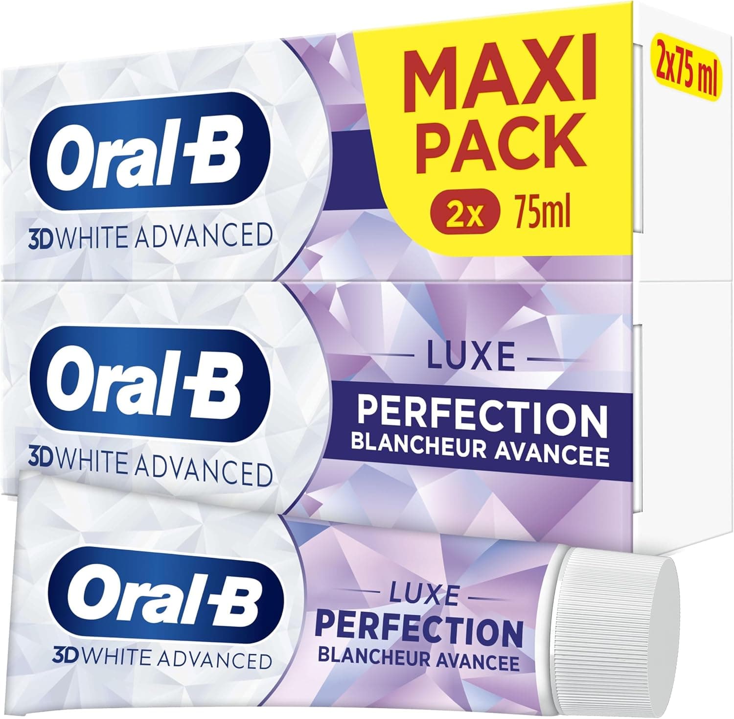 Oral-B Oral-B Dentifrice Blancheur 3D White Advanced Luxe Perfection Contre Les Taches En Surface, Conçu Pour Un Brossage Des Dents Avancé, Arome Menthe, Pack De 150ml