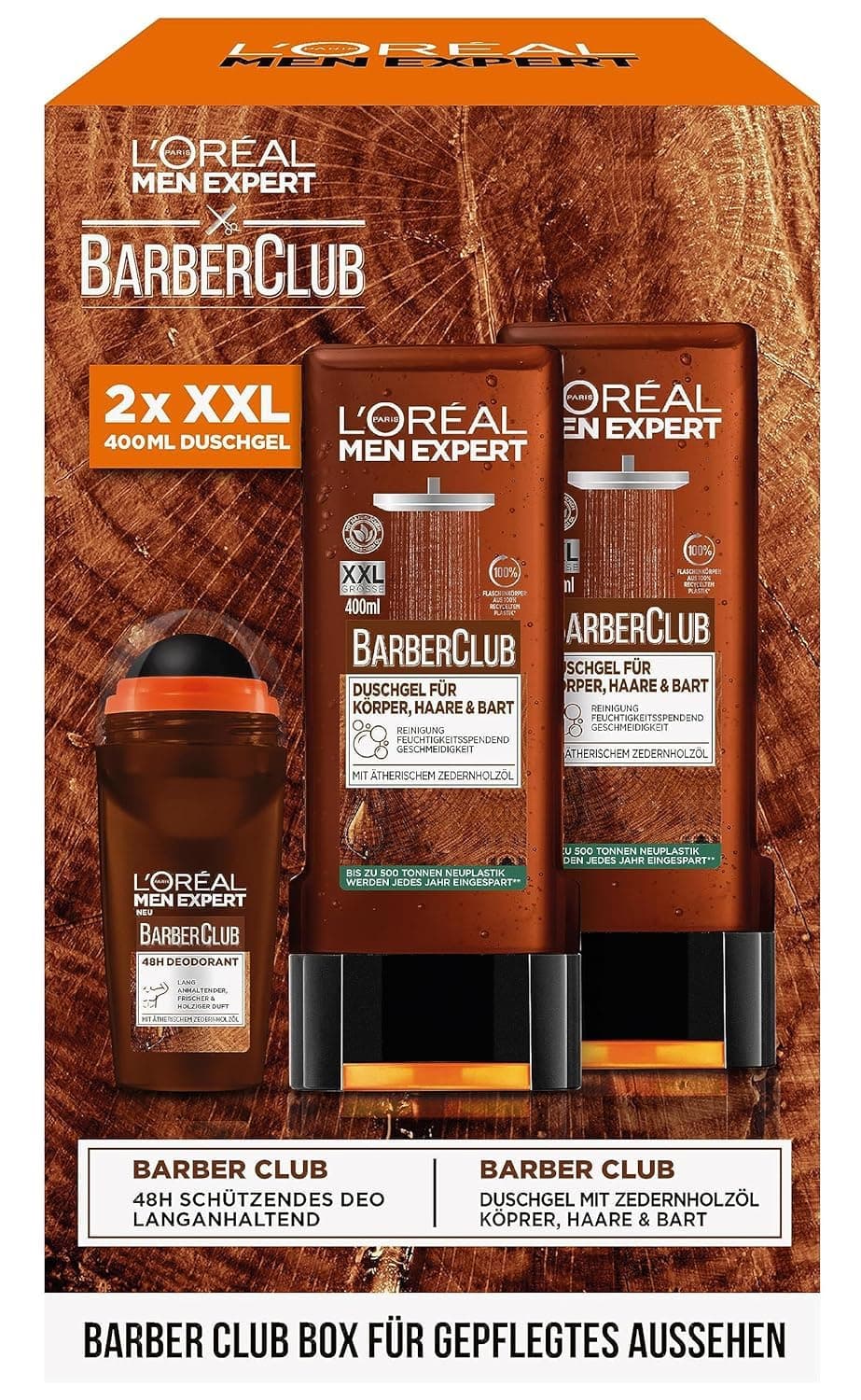 L'Oréal Men Expert L'Oréal Men Expert Mens Care Kit Gift Set with XXL Shower Gel and Roll-on Deodorant, Gift for Men Including Shower Gel and Cedarwood Oil Roll-on Deodorant
