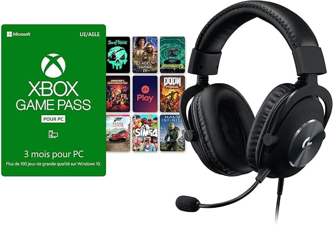 Xbox Logitech G Pro X Over-Ear Gaming Headset with Mic Blue VO!CE + + Game Pass Subscription for PC 3 Months | Win 10 PC - Code Game Download