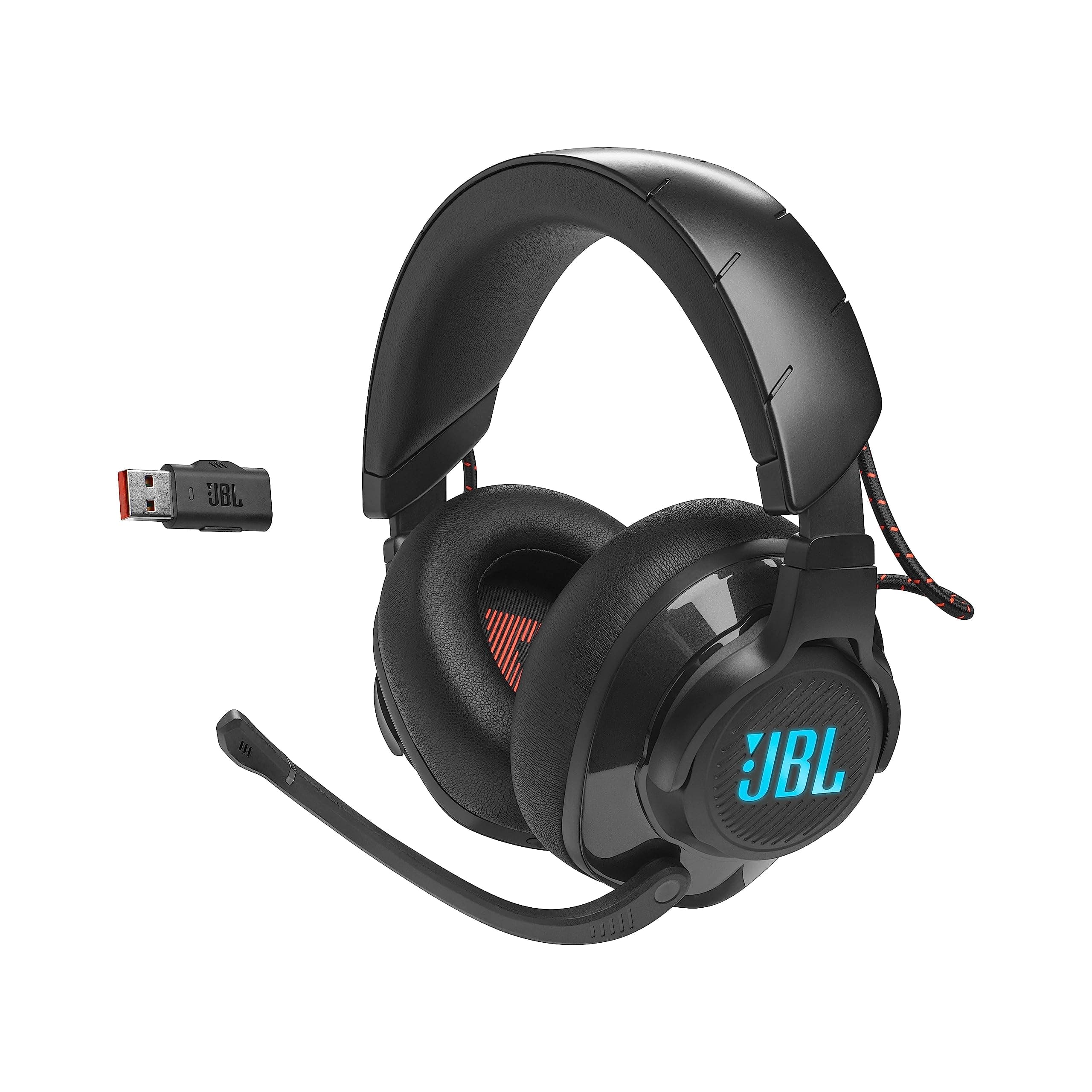 JBL Quantum 610 Over-Ear Gaming Headset - 2.4GHz Wireless and 3.5mm Jack - with Flip Up Boom Microphone and Quantum Surround Sound - Black