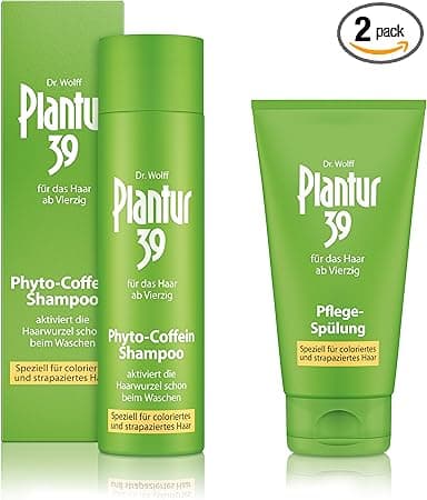 Plantur 39 Caffeine Shampoo and Conditioner Set Prevents and Reduces Hair Loss | For Coloured Stressed Hair | Unique Galenic Formula Supports Hair Growth | Set of 250ml Shampoo and 150ml Conditioner