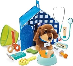 Hape Small Veterinarian Kit | Wooden Toy Kit for Kids | Portable Veterinary Clinic