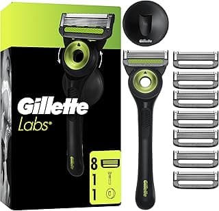 Gillette Gillette Labs Rasoir Pour Homme Avec Barre Exfoliante, Edition Neon Night, Manche Réutilisable Et 8 Cartouches De Recharge GilletteLabs A 5 Meilleures Lames De La Marque, Rasage Du Visage Confortable