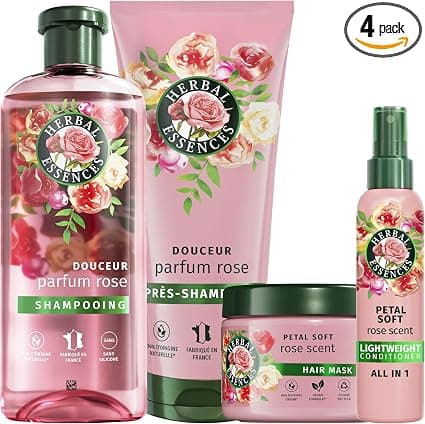 Herbal Essences Routine Douceur Rose Fragrance With Shampoo 250 ml, Conditioner 200 ml, Mask 500 ml And Light All-In-One Spray 145 ml. Helps to make dry hair silky. Rose Essence - Image 1