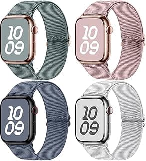 Fullmosa 4 Pack Bracelets en Nylon étanche Compatibles avec Apple Watch 49mm 46mm 44mm 45mm 42mm Bracelet iwatch Extensibles Femme Homme pour iWatch Ultra3/2/1 SE3/2/1 Series 11 10 9 8 7 6 5 4 3 2 1