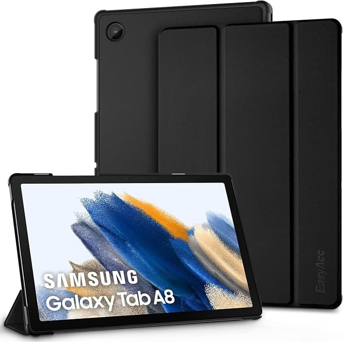 EasyAcc Case Cover Compatible with Samsung Galaxy Tab A8 10.5 Inch 2022 2021 SM-X200/ X205/ X207, Ultra Thin Protection PU Leather with Stand Function Black - Image 1