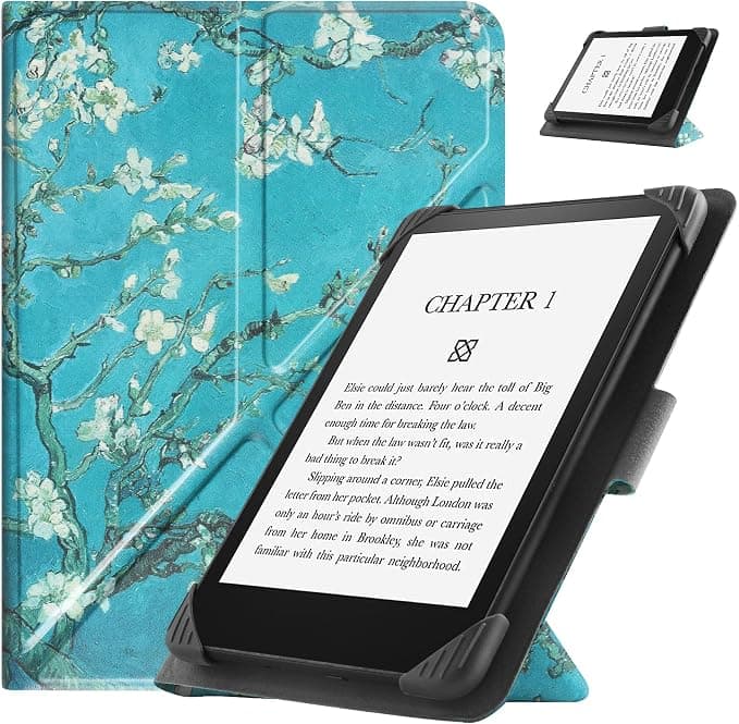 Sony Universal Case for 6.8-Inch 7-Inch eReaders, Folio Stand Case Cover for 6.8-Inch 7-Inch Kindle Paperwhite/Kobo/Voyaga/Lenovo/Sony eReader-Apricot Flower