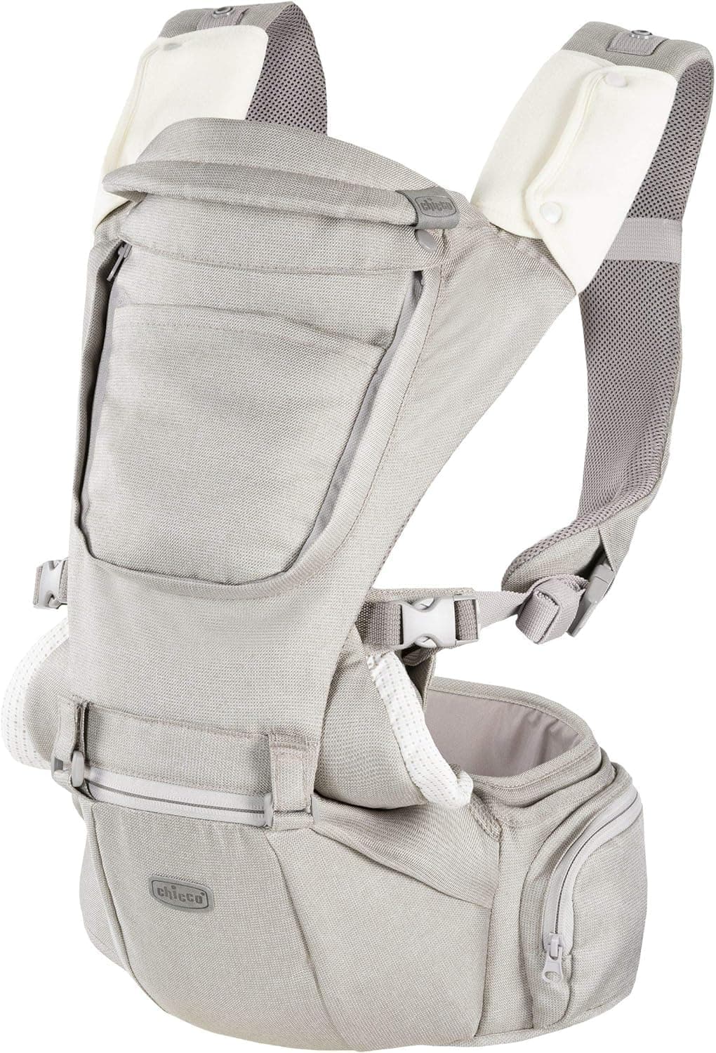 Chicco Chicco Hip Seat Physiological Baby Carrier, From Birth to 15 kg, Multifunctional 3-in-1 Baby Carrier with Detachable Rigid Base, Padded Straps and Protective Hood, 8 Positions, Beige