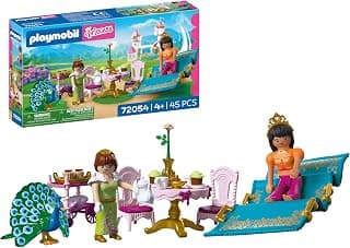 Playmobil | Princess | Une Visite Venue de Loin | 2 Princesses avec Tapis Volant et goûter | Stimule la créativité | Jouet de Princesse à partir de 4 Ans | 72054