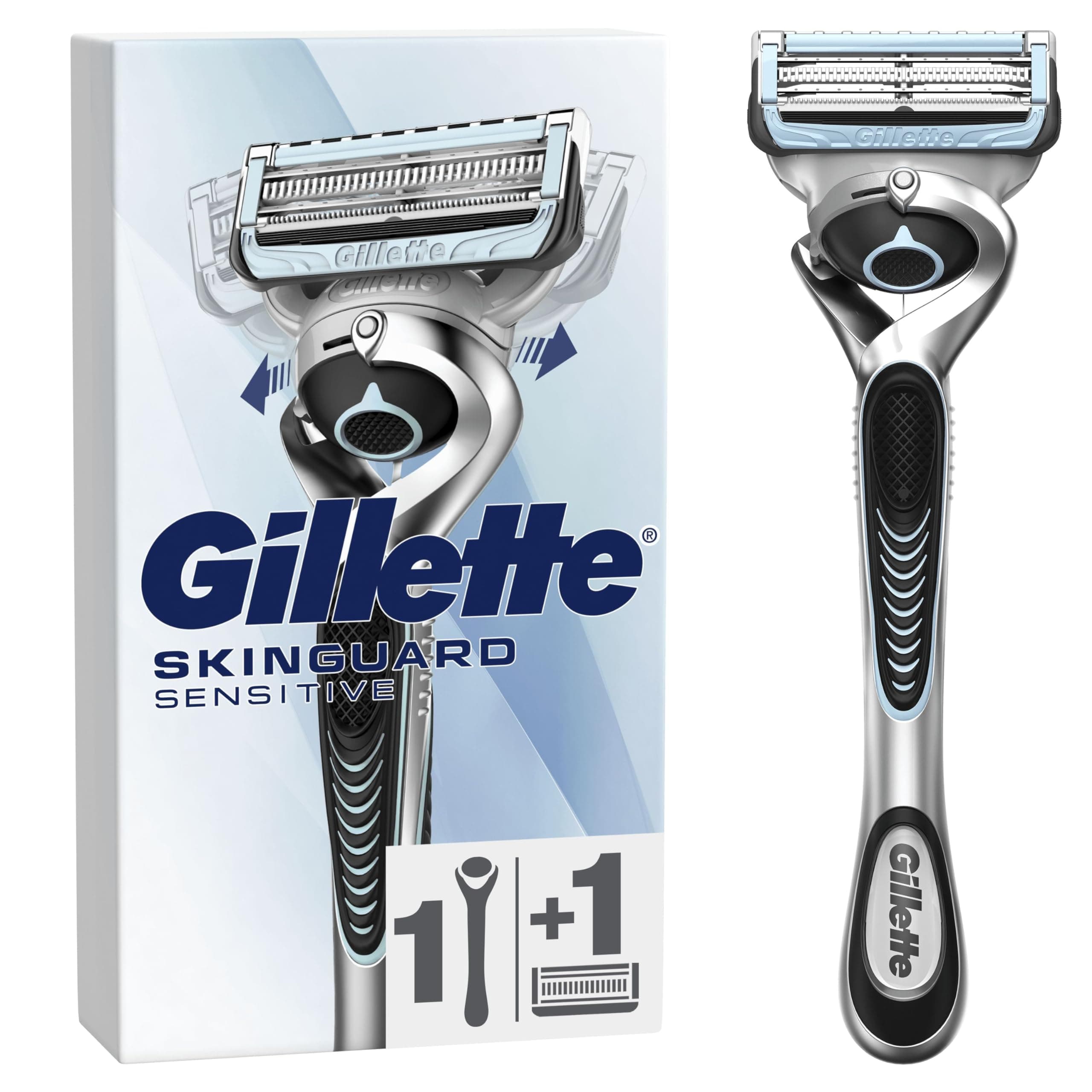 Gillette SkinGuard Sensitive Skin Flexball Razor For Men With Irritation-Prone Skin, 1 Handle, 1 Refill Blades