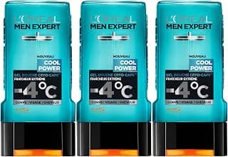 L'Oréal Men Expert Cool Power Fraicheur Extrême Gel Douche pour Homme 300 ml - Lot de 3