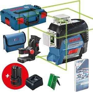 Bosch Professional 12V Laser System GLL lines 3-80 CG (2 x 12 V batteries, charger, green laser, with dedicated mobile app, bracket, range: up to 30 m, in one L-BOXX) – Amazon Exclusive