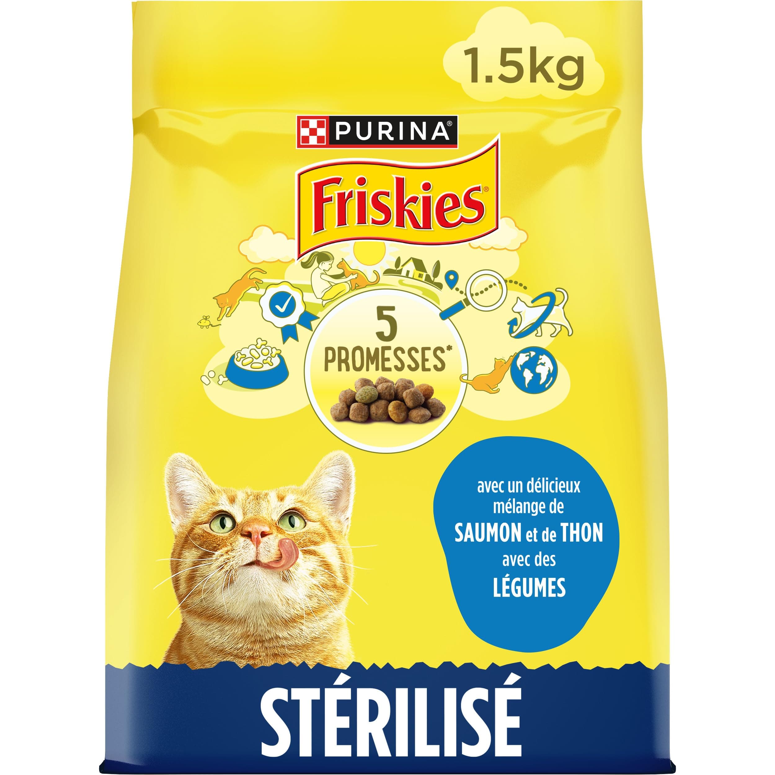 FRISKIES | Cat | Complete dry food for sterilized adult cats | Salmon and vegetables | Complete food for sterilized cats | Bag | 1.5 kg