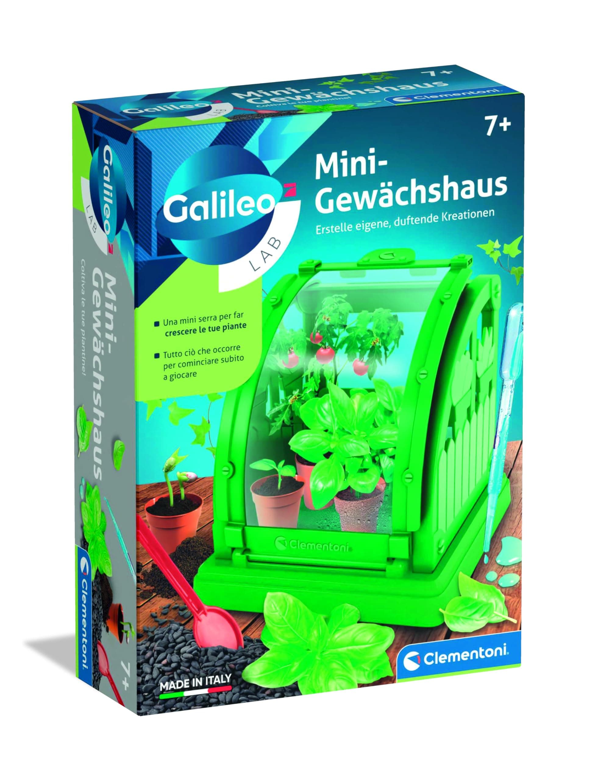Clementoni Clementoni Galileo Lab Clementoni 59438 Mini Greenhouse - DIY Botany Kit for Kids - Grow Plants by Yourself with Pots, Peat and Seeds - Indoor Garden with Flap