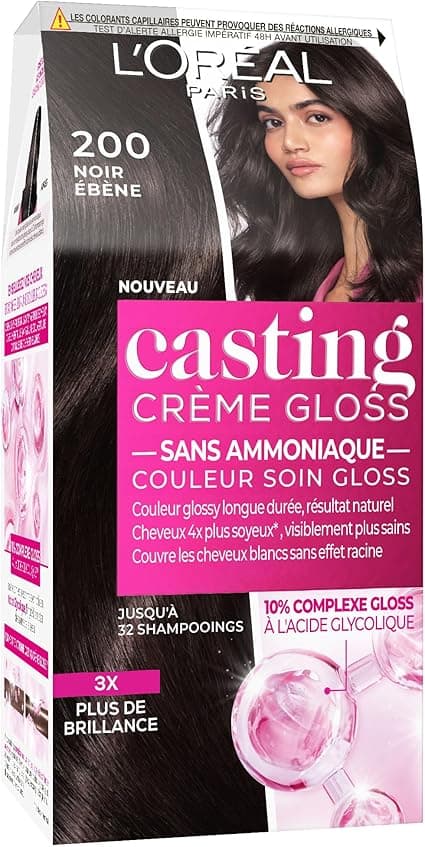 L'ORÉAL PARIS - Semi-Permanent Hair Colour Tone on Tone - Gloss Care Colour - Ammonia Free - Casting Cream Gloss - Shade: Ebony Black (200) - Image 1