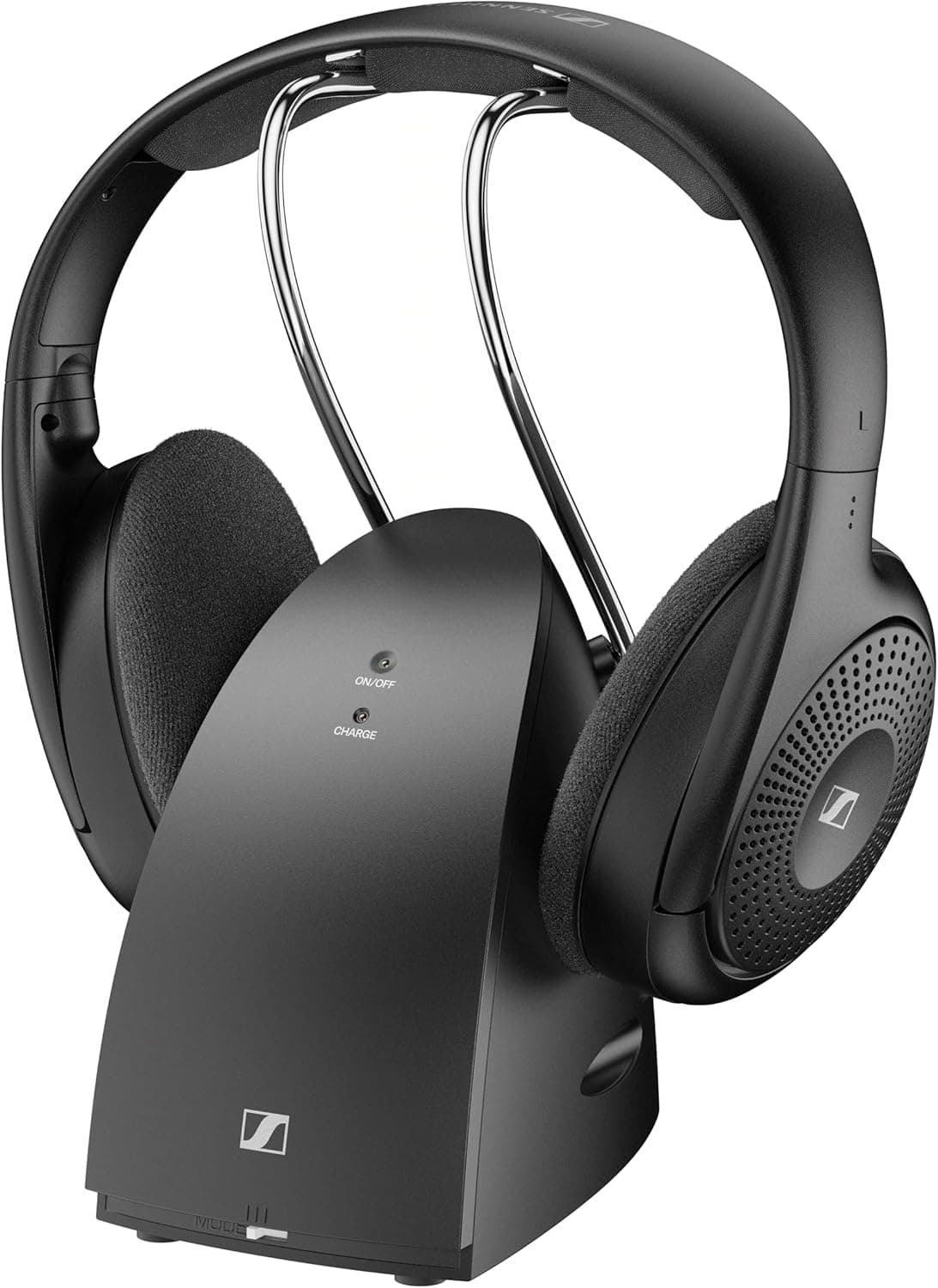 Sennheiser RS 120-W Bluetooth Headphones for TV, 3 Sound Modes, Lightweight Design, Easy Volume Control, 60m Range and Transmitter/Charger Combination, Black