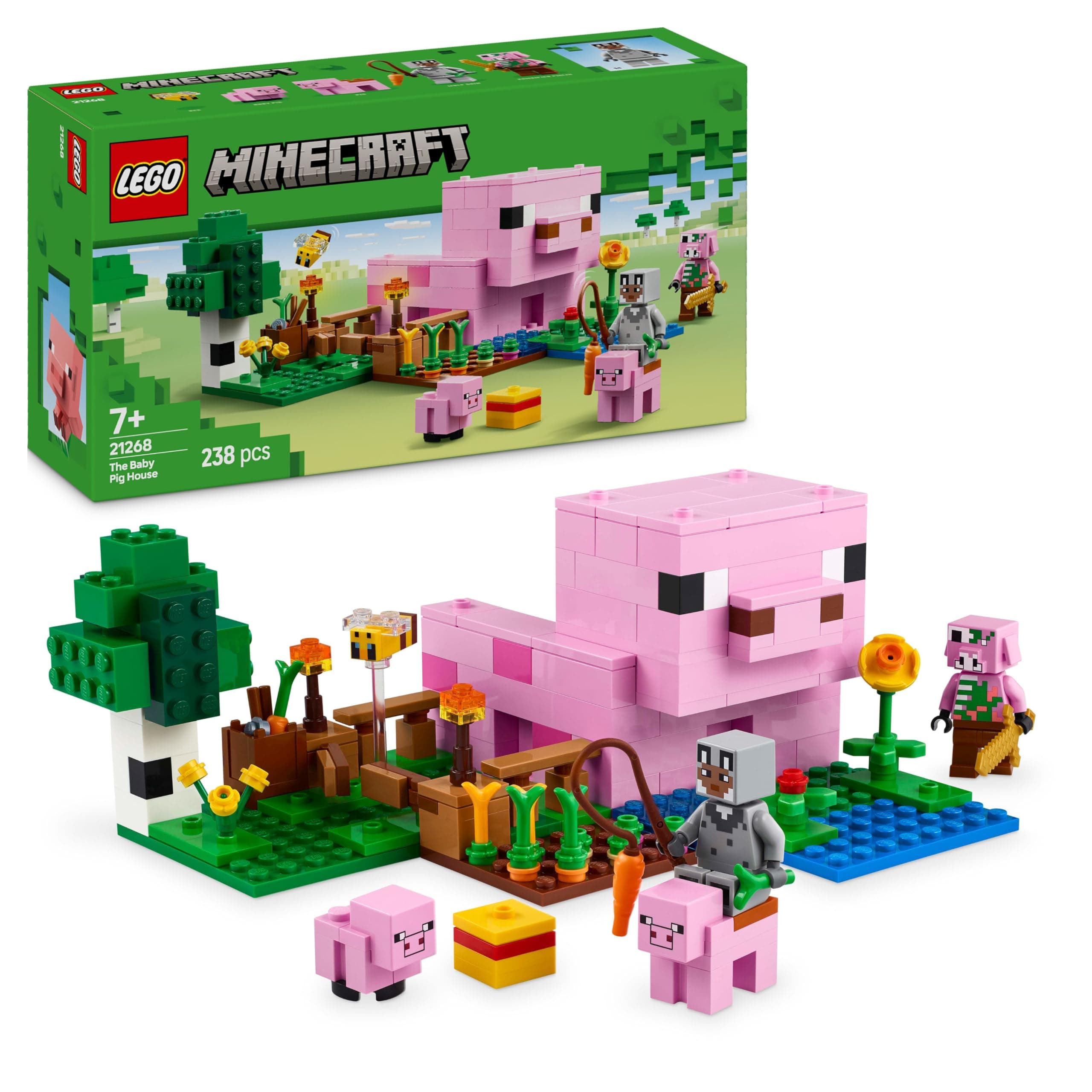 LEGO Minecraft Piglet House Building Toy with Hero Mobs Farm & Forest Biome Figurine - Gift for Gamer, Girl or Boy from 7 Years Old 21268 - Image 1