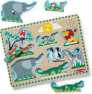 Melissa & Doug - Animal Zoo Sound Puzzle 8 Pieces - Puzzle - Children's Puzzle - Wooden Toy - Learning Game - Educational Development and Creative Toy - FSC Certified - Children's Gift 2 Years and