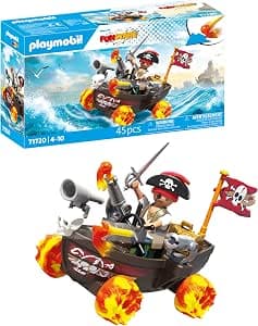Playmobil | Fun Stars | Crazy Pirate Boat | Toy for Ages 4 and Up | Gift for Children | Toy Car | with Friction Motor and Shooting Function | 71720