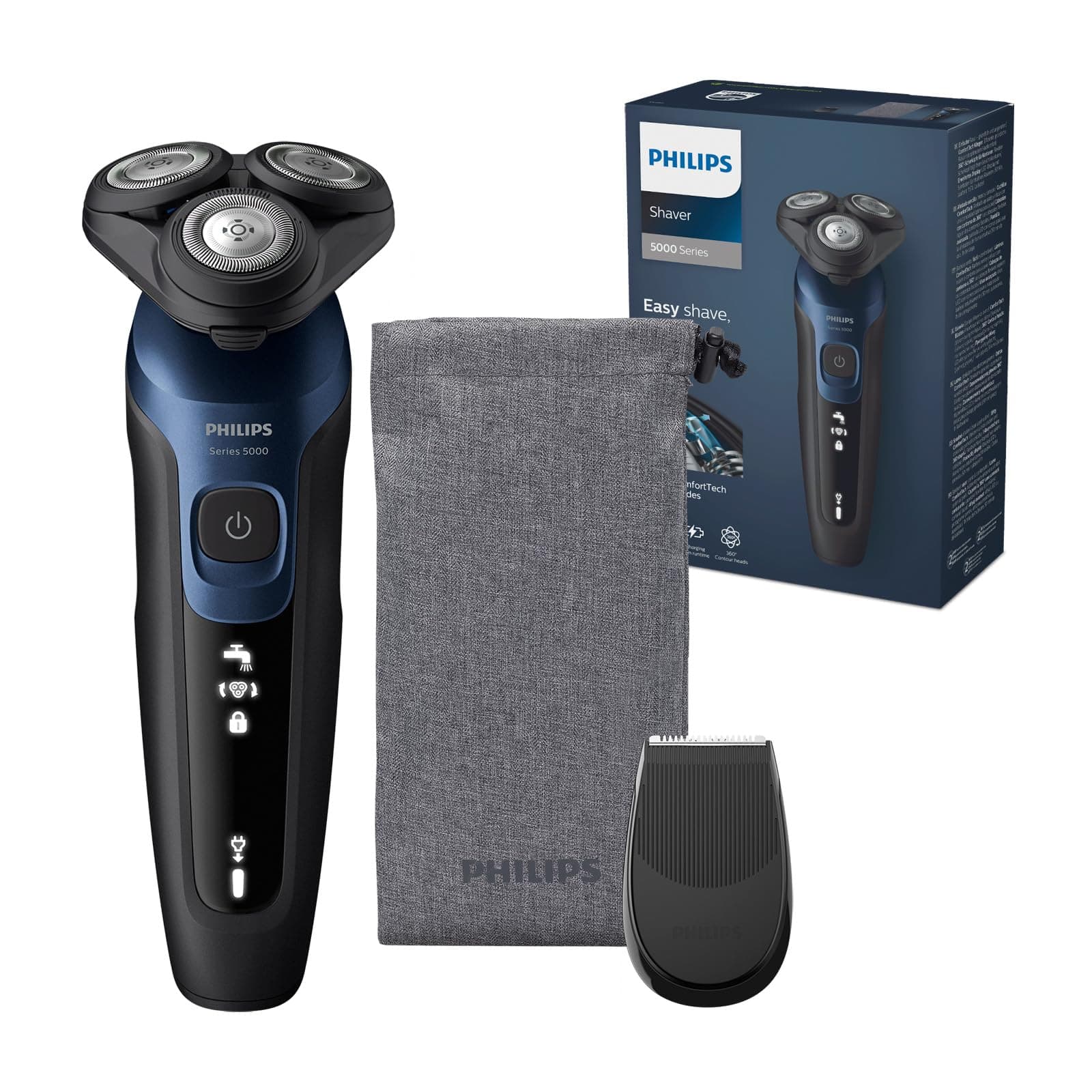 Rasoir Philips Series 5000 - rasoir électrique pour homme Wet & Dry bleu métallisé, avec tondeuse de précision et pochette souple de voyage (modèle S5465/18) - Image 10